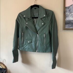 Blank NYC Sage Green Vegan Leather Moto Jacket Size Small